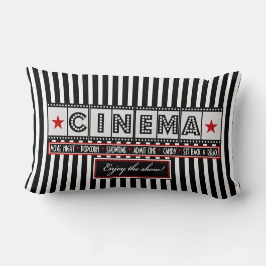 映画館の映画館のストライプの枕赤のアクセント ランバークッション (裏面)