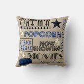 映画館の映画館は枕青い1つのチケットを是認します クッション (裏面)