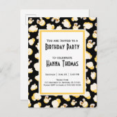 映画館ポップコーンテーマ誕生日 インビテーションポストカード (正面/裏面)