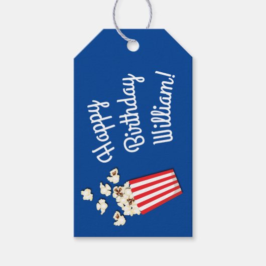 映画館ポップコーン誕生日パーティー ギフトタグ (正面)