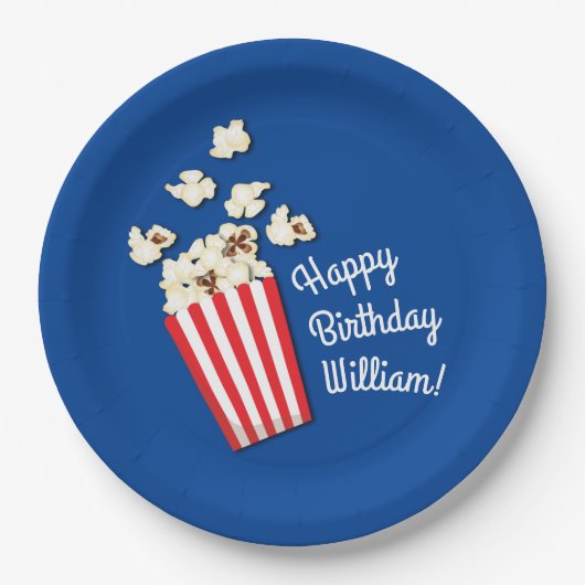 映画館ポップコーン誕生日パーティー ペーパープレート (正面)