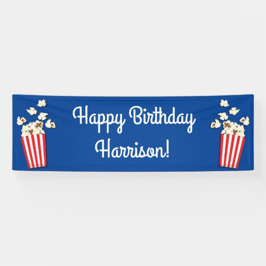 映画館ポップコーン誕生日パーティー 横断幕 (横)