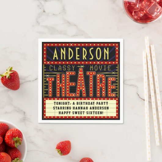 映画館マーキーシネマ誕生日パーティー | 名前 スタンダードカクテルナプキン (インサイチュ)