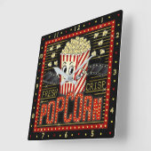 映画館マーキーホームシネマポップコーン スクエア壁時計 (傾斜)