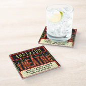 映画館マーキーホームシネマ |名前をカスタムする ガラスコースター (アングル)