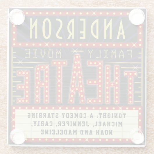 映画館マーキーホームシネマ |名前をカスタムする ガラスコースター (裏面)