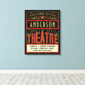 映画館マーキーホームシネマ |名前をカスタムする キャンバスプリント (インサイチュ (ウッドフロア))