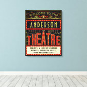 映画館マーキーホームシネマ |名前をカスタムする キャンバスプリント (インサイチュ (ウッドフロア))