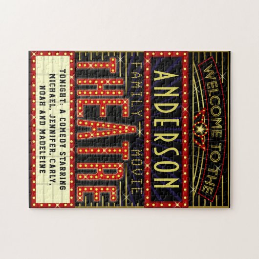 映画館マーキーホームシネマ |名前をカスタムする ジグソーパズル (横)