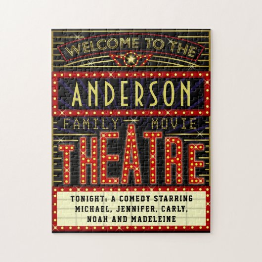 映画館マーキーホームシネマ |名前をカスタムする ジグソーパズル (縦)