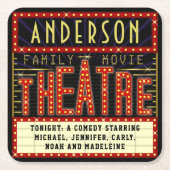 映画館マーキーホームシネマ |名前をカスタムする スクエアペーパーコースター (正面)