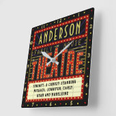 映画館マーキーホームシネマ |名前をカスタムする スクエア壁時計 (傾斜)