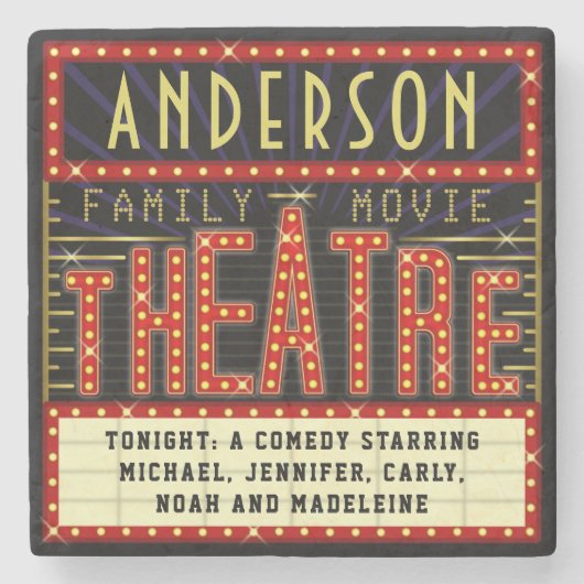 映画館マーキーホームシネマ |名前をカスタムする ストーンコースター (正面)