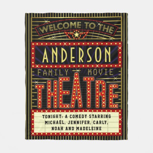 映画館マーキーホームシネマ |名前をカスタムする フリースブランケット (正面)