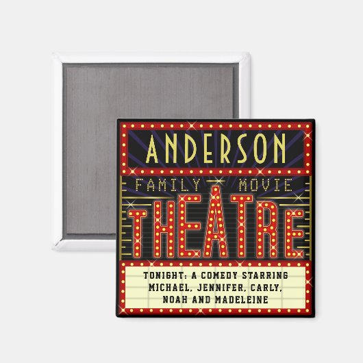 映画館マーキーホームシネマ |名前をカスタムする マグネット (正面/裏面)