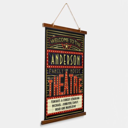 映画館マーキーホームシネマ |名前をカスタムする 吊り下げ型タペストリー (傾斜あり)