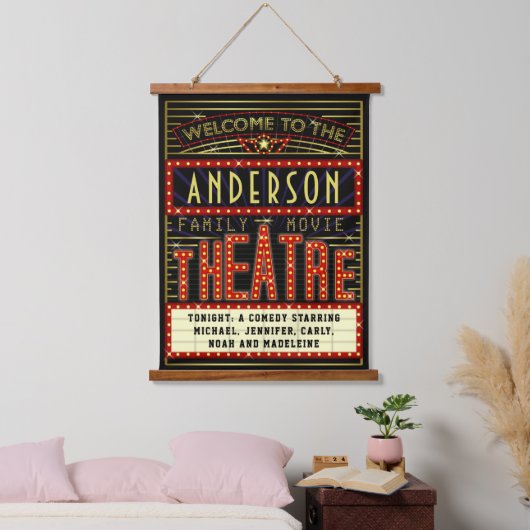 映画館マーキーホームシネマ |名前をカスタムする 吊り下げ型タペストリー (寝室)