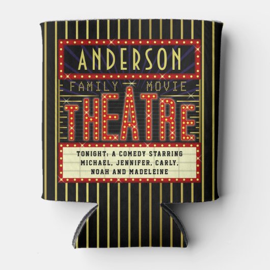 映画館マーキー |カスタム映画の名前 缶クーラー (正面)