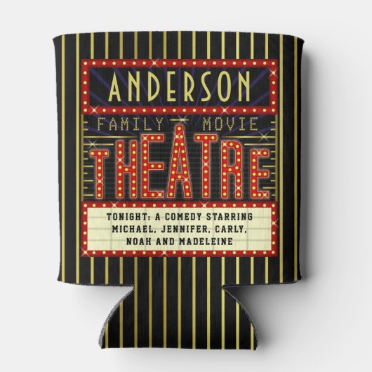 映画館マーキー |カスタム映画の名前 缶クーラー (裏面)