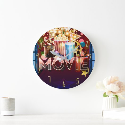 映画館映画映画夜エンターテイメント部屋 ラージ壁時計 (ホーム)