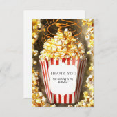 映画館風誕生日パーティーの感謝を伝えるポップコーンの誕生日カード サンキューカード (正面/裏面)