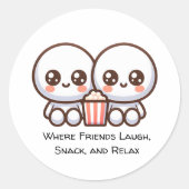 映画魔法：友達が笑う、おやつ、リラックス ラウンドシール (正面)