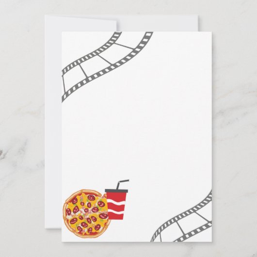 映画&ピザの夜の誕生日パーティーの招待状 招待状 (裏面)