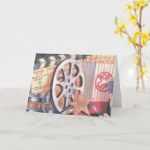 映画、ポップコーン、映画グリーティングカード カード (黄色い花)