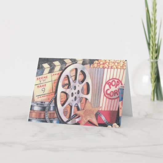 映画、ポップコーン、映画グリーティングカード カード (正面)