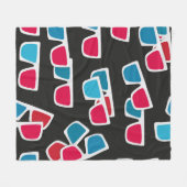 映画、3Dメガネ、シームレス。  フリースブランケット (正面(横))