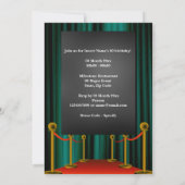 映画VIPフォトライトシネマスクリーニングパーティーティール(緑がかった色) 招待状 (裏面)