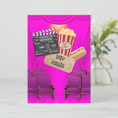 映画VIPポップコーン·チケット·クラッパーボード·ガールズ·パーティー 招待状 (スタンド正面)