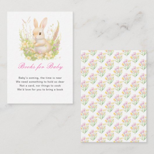 春うさぎ赤ちゃんシャワー エンクロージャーカード (正面/裏面)
