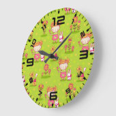 春おもしろいと小さな女の子 ラージ壁時計 (傾斜)