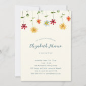 春お洒落ワイルドフラワーイエロー誕生日 招待状 (正面)