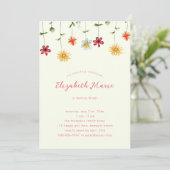 春お洒落ワイルドフラワーホットピンクガール誕生日 招待状 (スタンド正面)