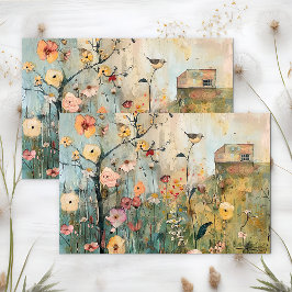 春お洒落牧草地デクページ内の鳥 薄葉紙