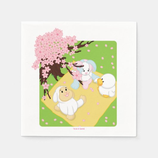 春お祝いピクニック スタンダードカクテルナプキン (正面)