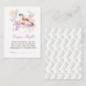 春かわいい鳥の赤ちゃんシャワーおむつラッフル エンクロージャーカード (正面/裏面)