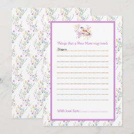 春かわいい鳥の赤ちゃんシャワーアドバイスリスト 招待状