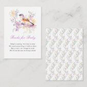 春かわいい鳥の赤ちゃんシャワーベビー本 エンクロージャーカード (正面/裏面)