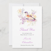 春かわいい鳥の赤ちゃんシャワー サンキューカード (正面)