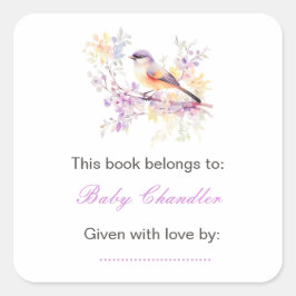 春かわいい鳥の赤ちゃんシャワー スクエアシール