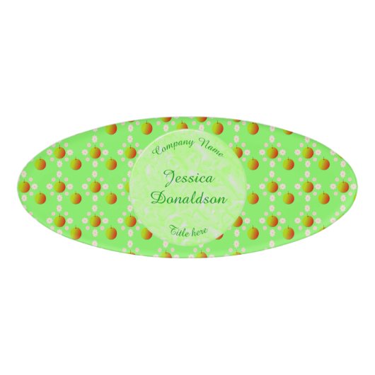 春かわいらしりんご花とリンゴパターン（の模様が）ある 名札 (正面)