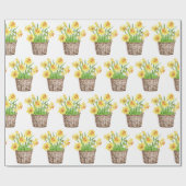 春かわいらしダフォジルフローラバスケット ラッピングペーパー (フラット)