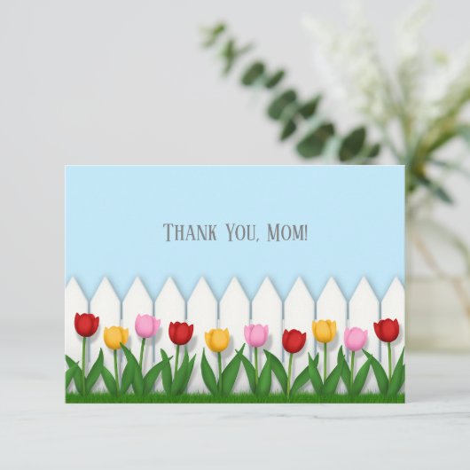 春かわいらしチューリップ明カスタムるく母の日 サンキューカード (スタンド正面)