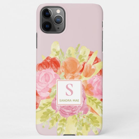 春かわいらしデンマークパステルフローラウォーターカラーアート iPhoneケース (裏面)