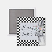 春かわいらしバニーチェッカーボードイースター マグネット (正面/裏面)