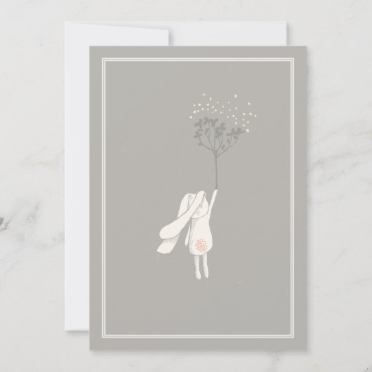 春かわいらしピンクガールバニーベビーシャワー 招待状 (裏面)