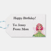 春かわいらしフェアリーの女の子の誕生日パーティー ギフトタグ (裏面横)